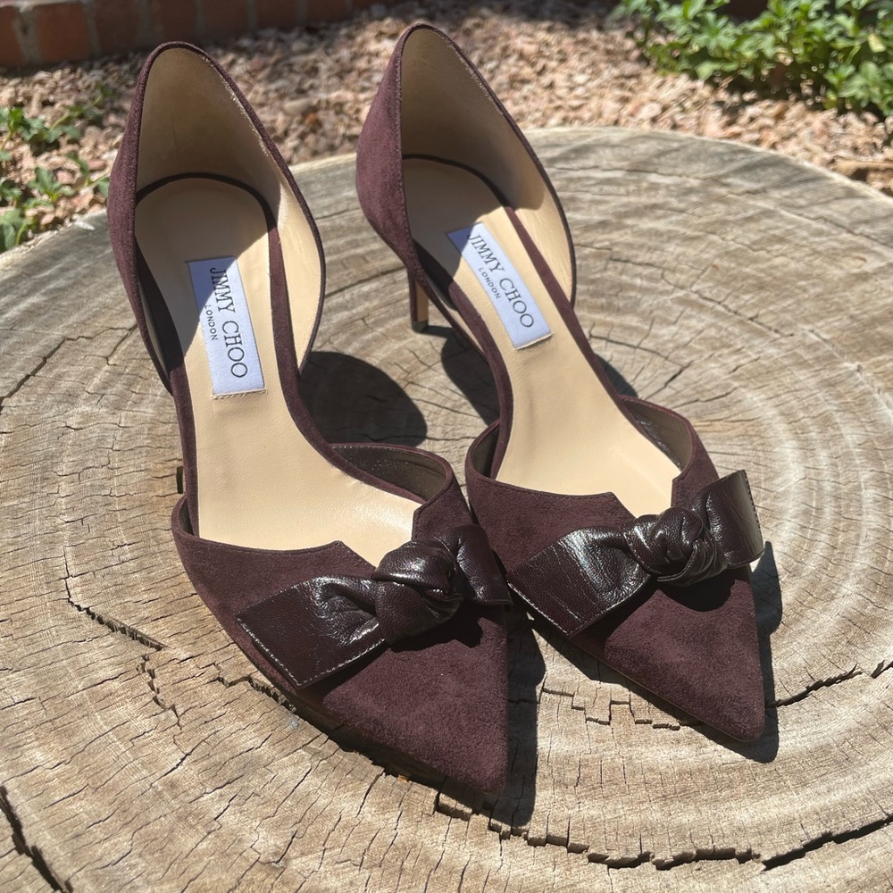 Jimmy Choo Burgundy Bow Pumps